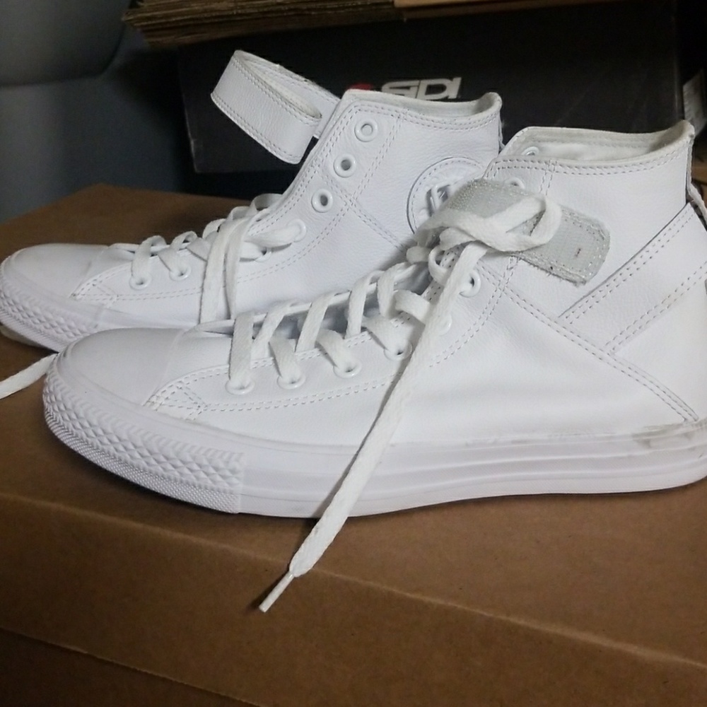 All White Leather Converse